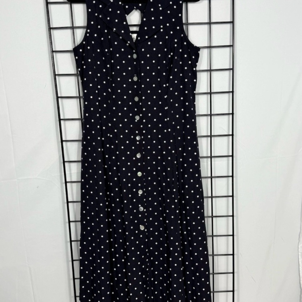 Sheri Martin Navy Polka Dot Midi Dress